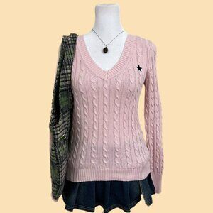 baby pink cable knit sweater